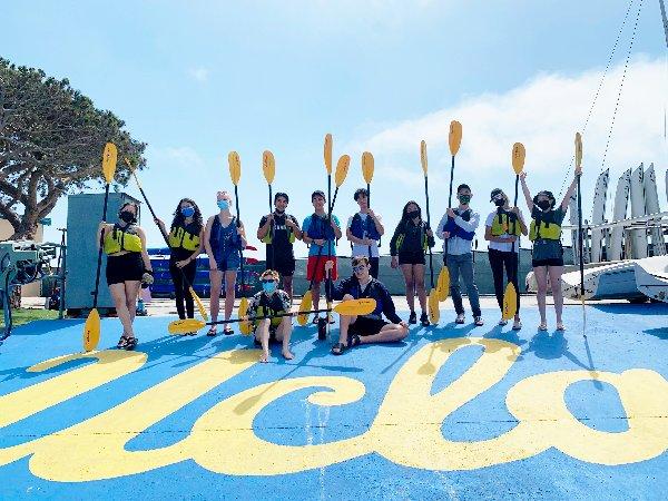 Transfer Experience residents kayaking at UCLA’s Marina Del Rey Aquatics Center