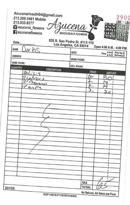 receipt that Does not show proof of payment