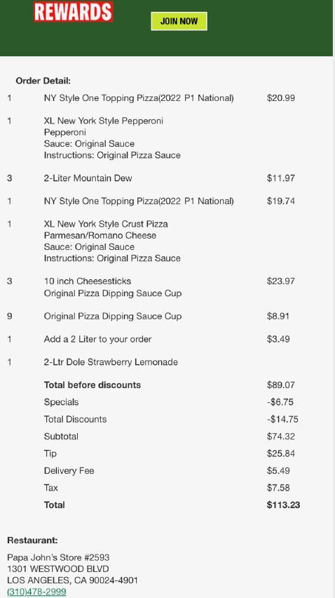 screenshot that does not show proof of payment