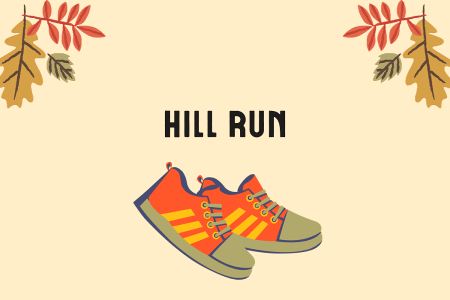 Hill run with leaves and sneakers