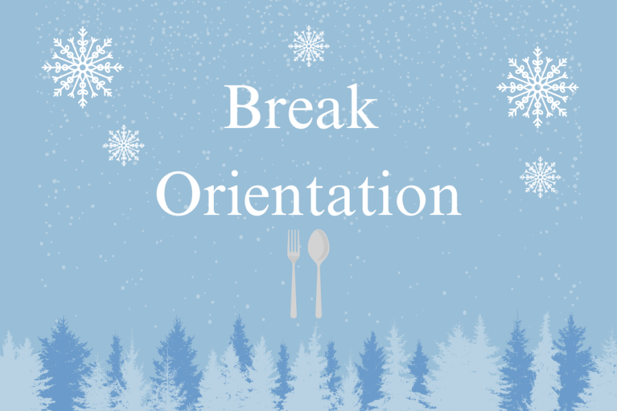 Break Orientation text on blue winter background 